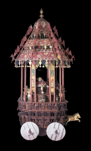 Large wooden model of a juggernaut for bringing deities out of a temple into the community. India, 18th century.